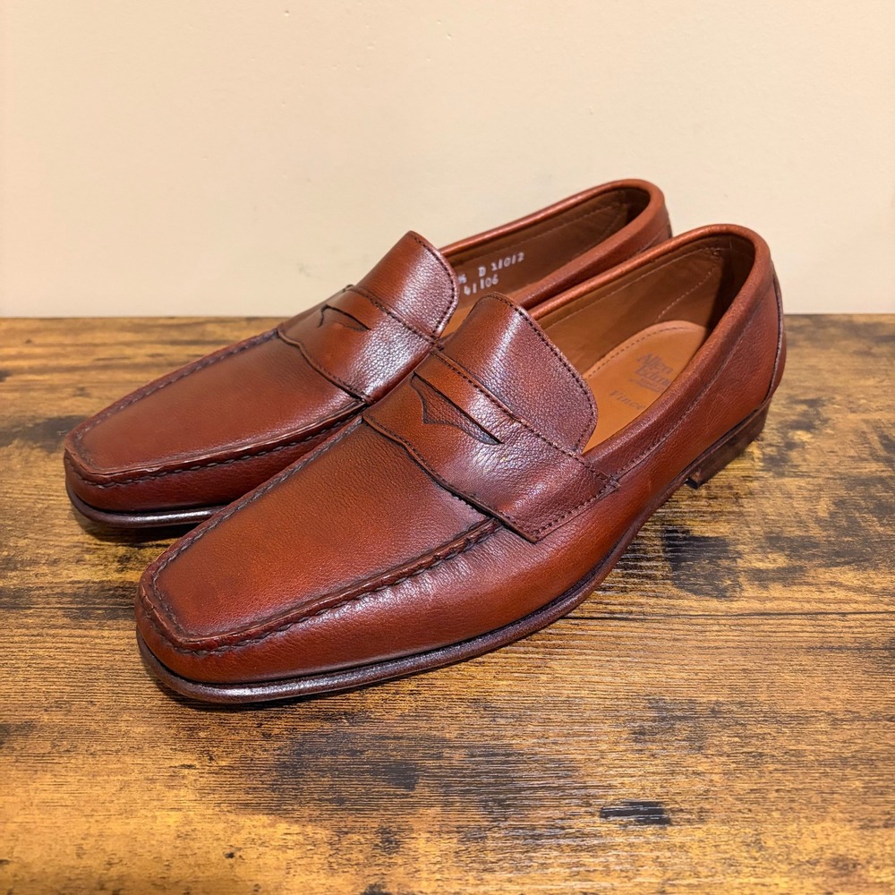 Allen Edmonds Vincent Brown Leather Penny Loafers Mens 8.5 D Square Toe 41106